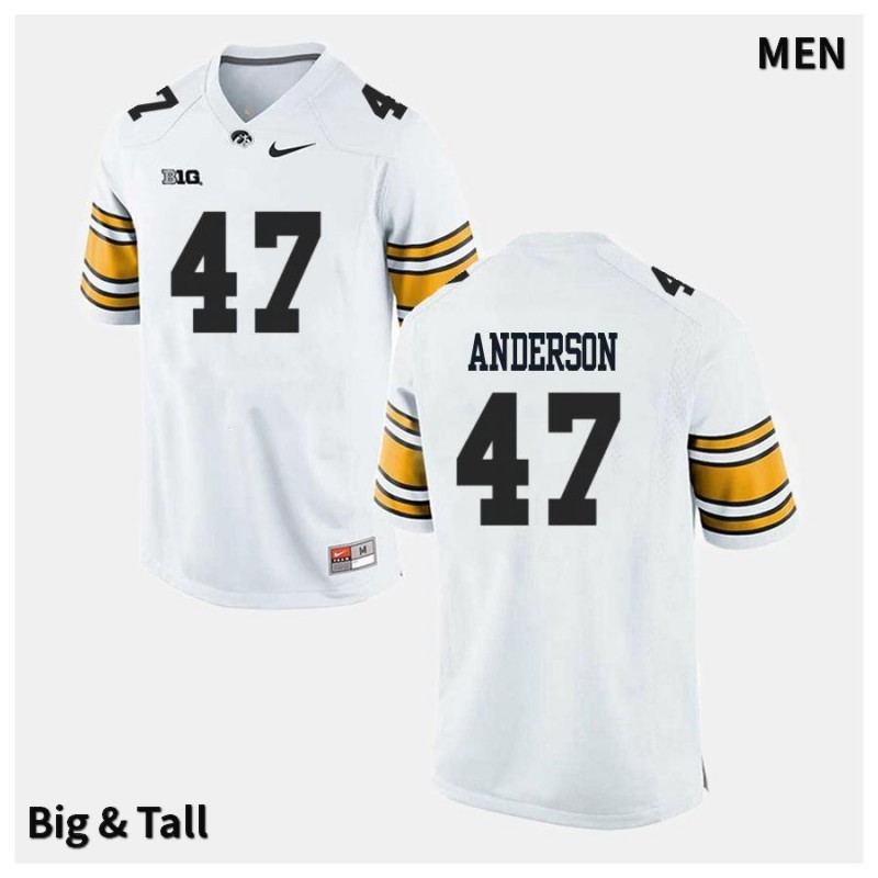 Men's Iowa Hawkeyes NCAA #47 Nick Anderson White Authentic Nike Big & Tall Alumni Stitched College Football Jersey RM34F77EG